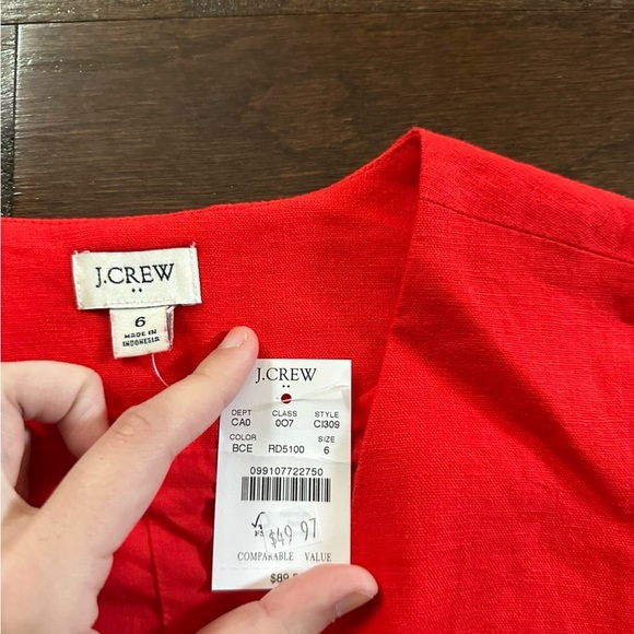 J.Crew-Button-front linen-blend vest, red size 6-NWT - Picture 7 of 15